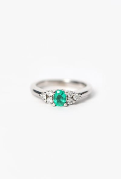 Modern Fine Jewelry 14K White Gold, Emerald & Diamond Ring - 1
