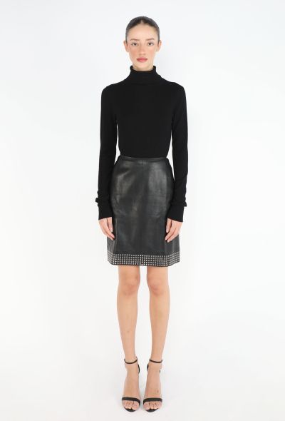 Alaïa Eyelet Trim Lambskin Skirt - 2