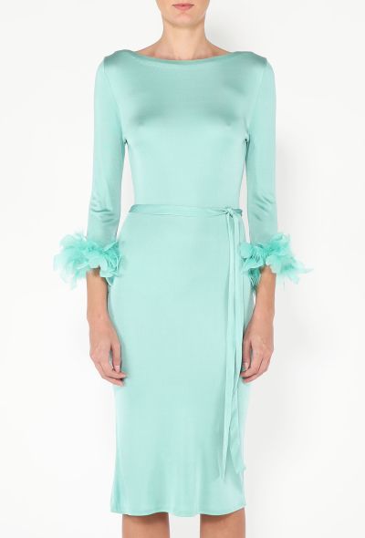 Prada Organzine Feather Trim Dress - 2 Prada Organzine Feather Trim Dress - 2