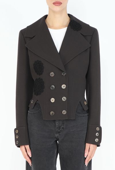 John Galliano 2000 Crochet Flower Appliqué Blazer - 1