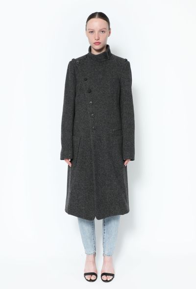                                        Herringbone Wool Tweed Coat-1