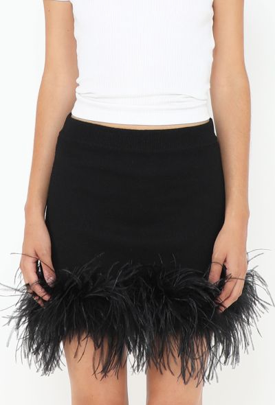 Miu Miu 2022 Cashmere Feather Trim Skirt - 1