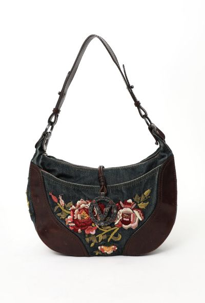 Valentino Early 2000s Denim Embroidered Hobo Bag - 1