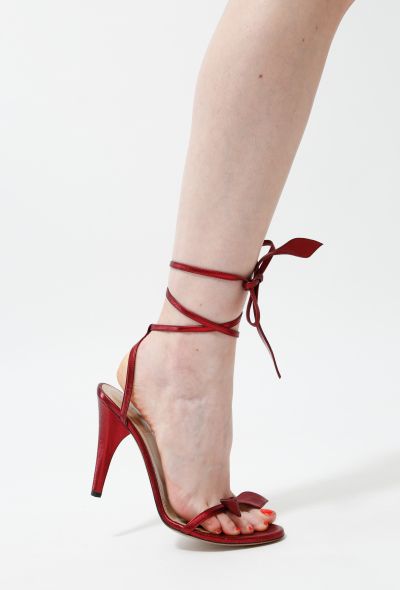                                         Red Metallic Leaf Sandals-1