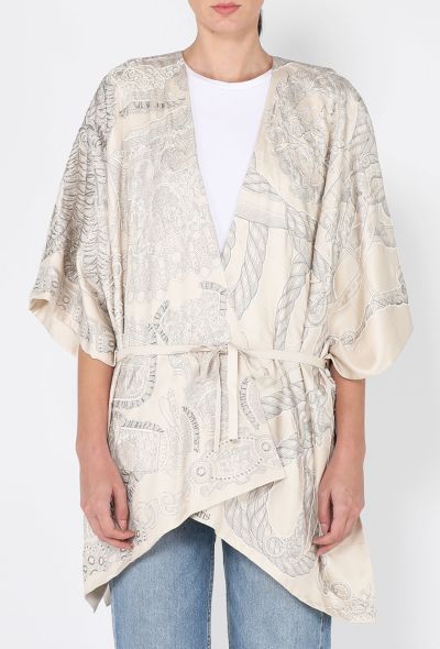 Hermès Embellished Silk Carré Belted Robe - 1
