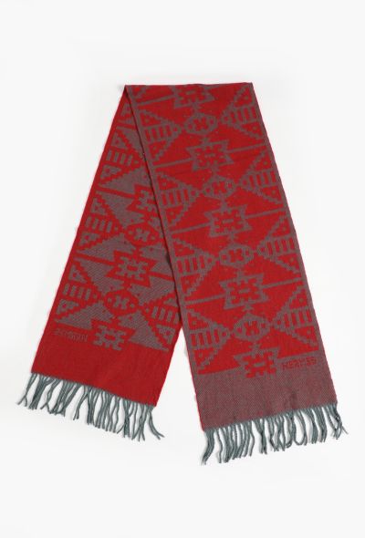 Hermès '70s Fringed Wool Scarf - 1