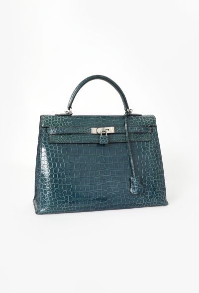 Hermès Blue Jean Porosus Kelly Sellier 35 - 2