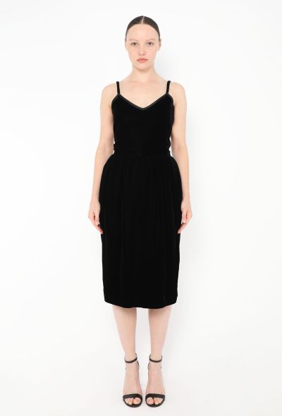 Saint Laurent Vintage Velvet Grosgrain Trim Dress - 1 Saint Laurent Vintage Velvet Grosgrain Trim Dress - 1