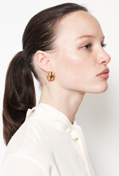                             18k Gold & Red Stones Earrings - 2