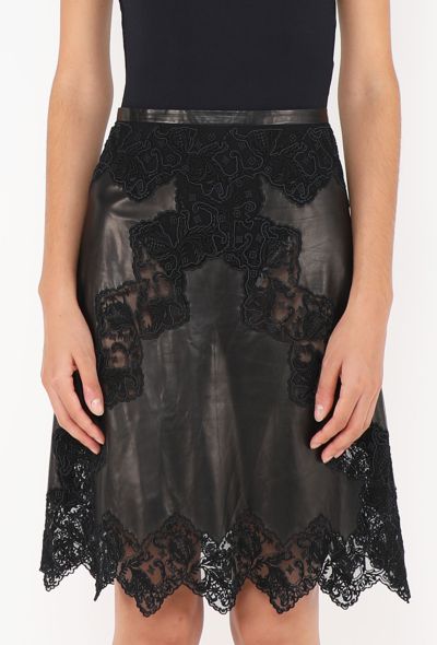 Louis Vuitton Embroidered Lambskin Lace Skirt - 2