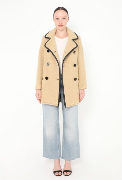 Balenciaga Early 2000s Felted Leather Trim Peacoat - 1 Balenciaga Early 2000s Felted Leather Trim Peacoat - 1