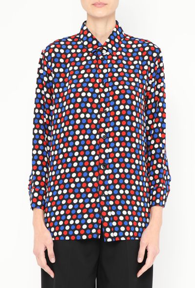 Saint Laurent Polka Dot Silk Blouse - 2 Saint Laurent Polka Dot Silk Blouse - 2
