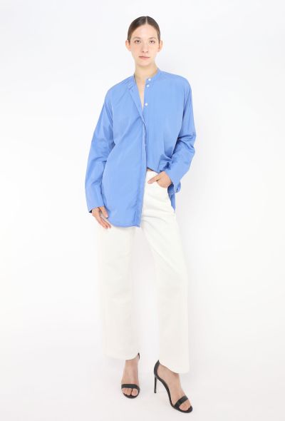Céline Blue Collarless Cotton Tunic - 2