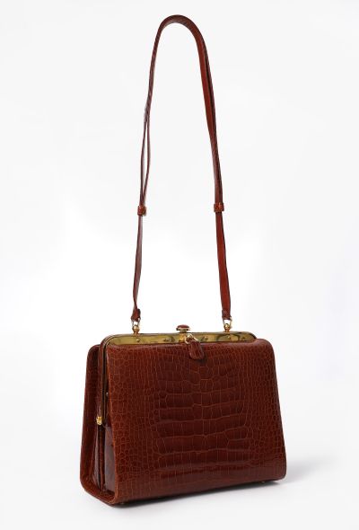 Judith Leiber Vintage Cognac Alligator Doctor Bag - 2
