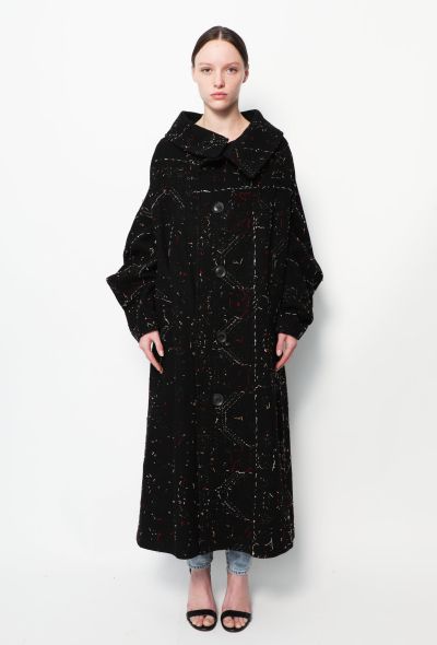                                         Y's Embroidered Graphic Wool Coat-1