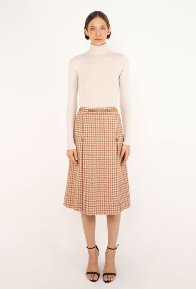 Céline Horsebit Checkered Pleated Skirt, 1970s - 1