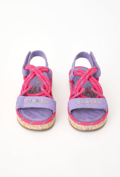 Chanel 2021 Quilted 'CC' Cord Sandals - 2 Chanel 2021 Quilted 'CC' Cord Sandals - 2