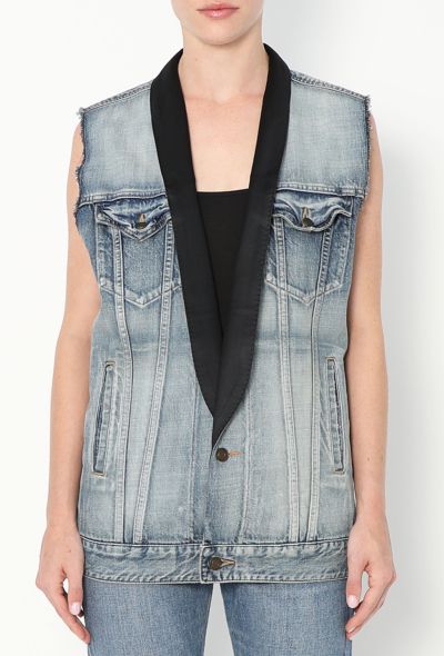 Saint Laurent S/S 2016 Smoking Denim Vest - 1 Saint Laurent S/S 2016 Smoking Denim Vest - 1