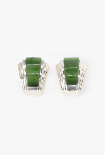 Vintage Fine Jewelry Puiforcat 18k Yellow Gold, Silver & Jade Clip Earrings - 1 Vintage Fine Jewelry Puiforcat 18k Yellow Gold, Silver & Jade Clip Earrings - 1