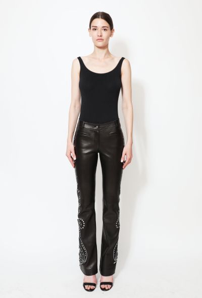                                         2003 Embellished Leather Zip Trousers-1