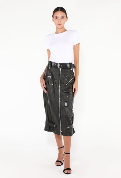 Alexander McQueen S/S 2022 Leather Biker Skirt - 1