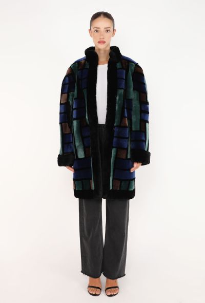 Dior Shearling Mosaic Fur Coat, 1980s - 2