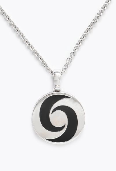 Bulgari 18k White Gold, Steel & Onyx Optical Illusion Necklace - 2 Bulgari 18k White Gold, Steel & Onyx Optical Illusion Necklace - 2