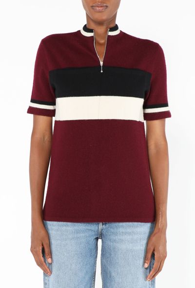 Prada S/S 2016 Striped Quarter Zip Top - 1