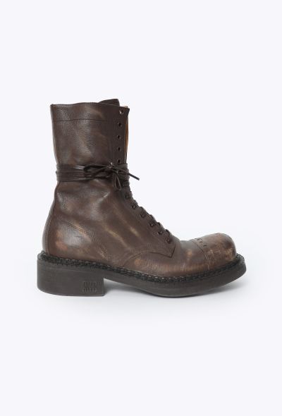 Miu Miu F/W 2024 Distressed Lace-Up Boots - 1
