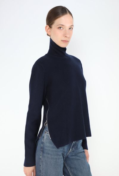 Céline Navy Turtleneck Zip Sweater - 1 Céline Navy Turtleneck Zip Sweater - 1
