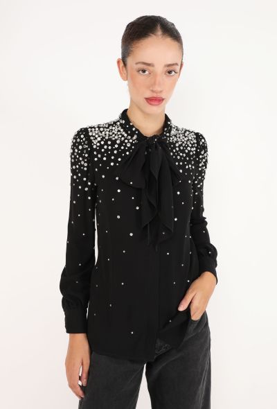 Saint Laurent Embellished Lavallière Blouse, S/S 2015 - 1