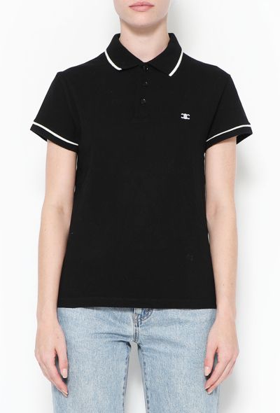 Céline 2021 Black Piqué Triomphe Polo - 1 Céline 2021 Black Piqué Triomphe Polo - 1