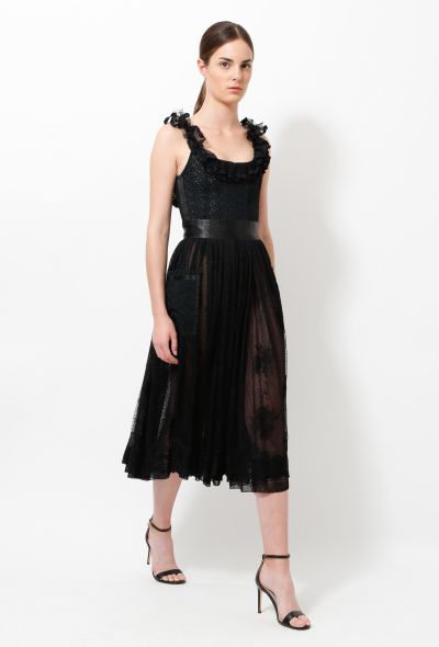                                         Ruffled Lace Pleated Dress -1
