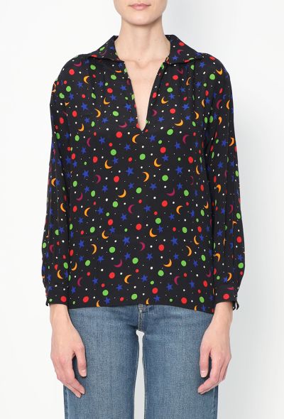 Saint Laurent S/S 1979 Cosmic Print Silk Blouse - 1 Saint Laurent S/S 1979 Cosmic Print Silk Blouse - 1