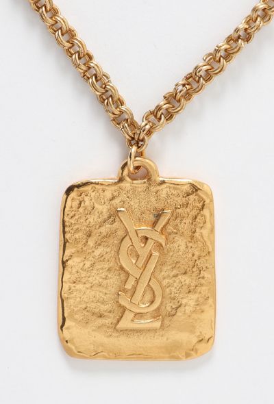 Saint Laurent Vintage Hammered Logo Sautoir - 2 Saint Laurent Vintage Hammered Logo Sautoir - 2