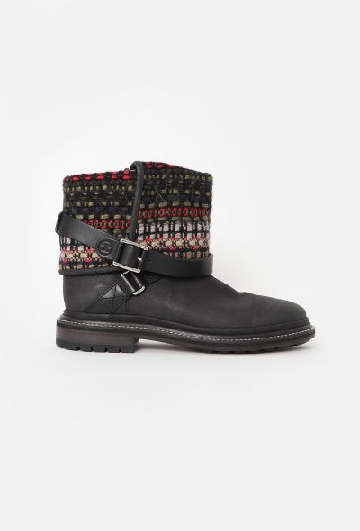 Chanel 2016 Buckled Tweed Boots - 1