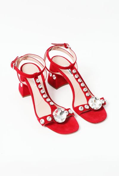                                         Embellished Suede Sandals -2