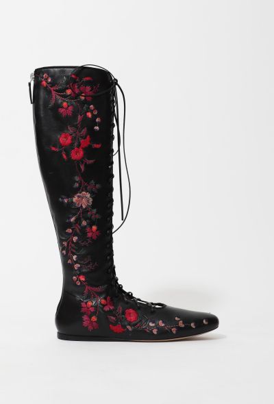                             Etro S/S 2016 Lace Up Floral Boots - 1