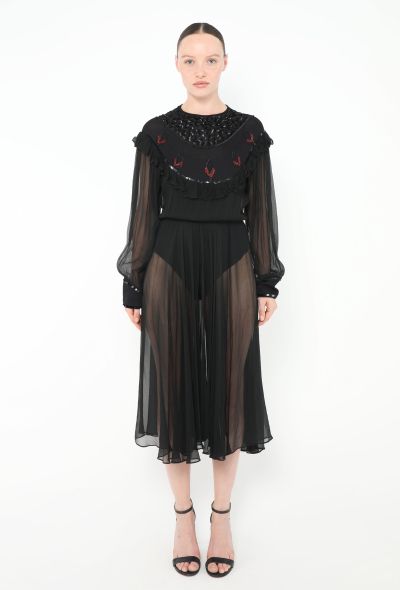 '70s Embroidered Chiffon Dress - 1 '70s Embroidered Chiffon Dress - 1