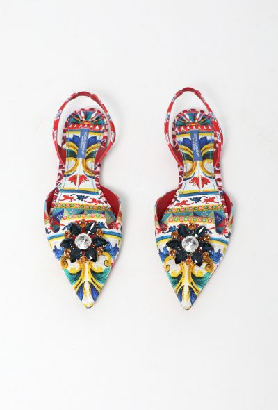 Dolce & Gabbana 2016 'Maiolica' Embellished Slingbacks - 2
