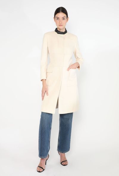 Gucci '90s Leather Trim Cashmere Coat - 1
