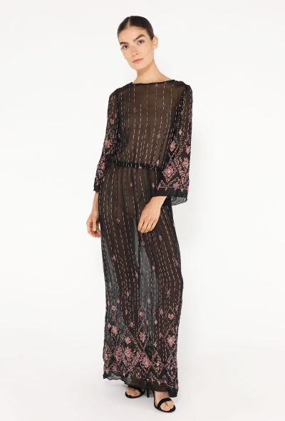 Hand-Beaded Voile Kaftan - 1