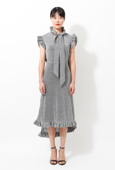                                         S/S 2016 Silver Lamé Ruffled Dress-1