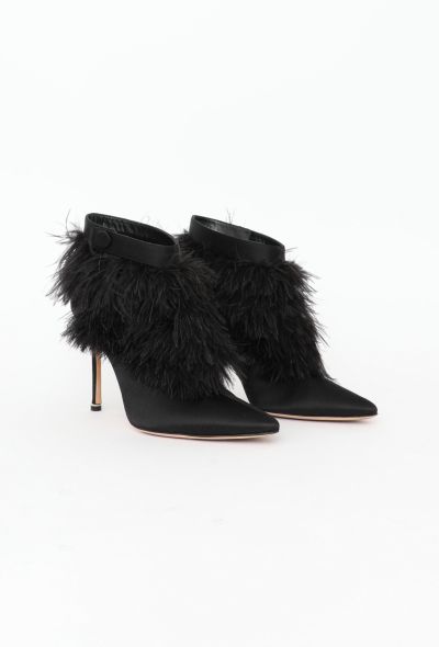 Manolo Blahnik Oterala Ostrich Feather Ankle Boots - 2