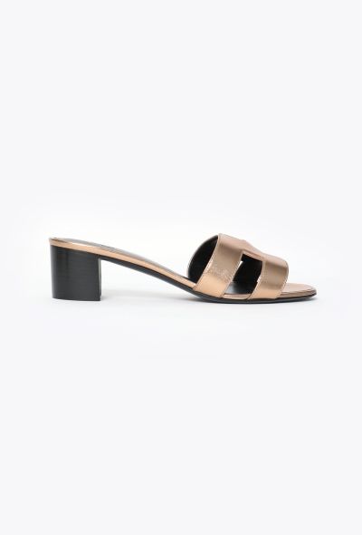 Hermès Metallic Leather Oasis Mules - 1