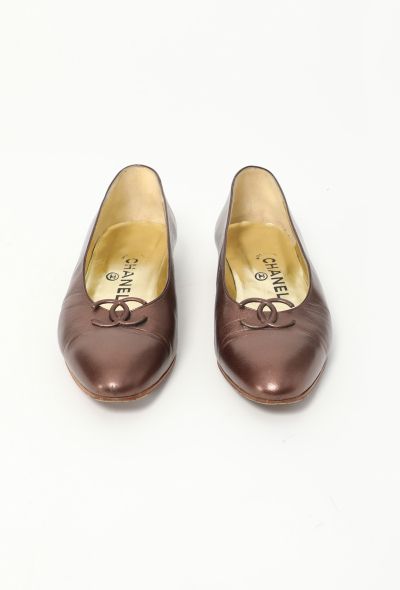 Chanel '80s Metallic 'CC' Ballerinas - 1