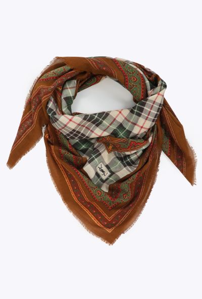 Saint Laurent Late '70s Checkered Paisley Scarf - 2
