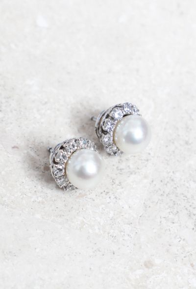 Vintage & Antique 18k White Gold, Pearl and Diamond Earrings - 2