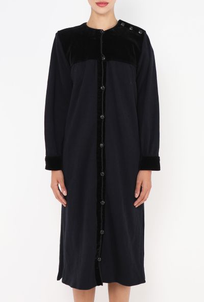 Saint Laurent Late '70s Velvet Trim Dress - 2 Saint Laurent Late '70s Velvet Trim Dress - 2