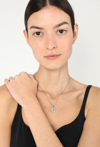 Cartier 18k White Gold & Diamond Double Heart Necklace - 2 Cartier 18k White Gold & Diamond Double Heart Necklace - 2